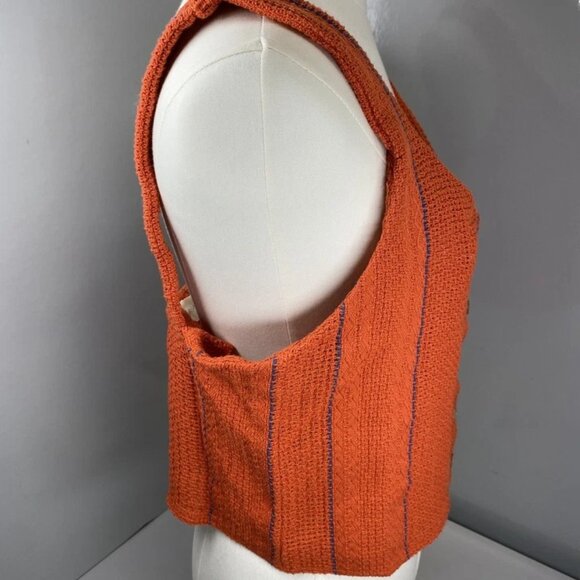 Road To Nowhere Women's Cropped Tank Top Size XS | Sofia Woven Cotton – Orange - Picture 7 of 10